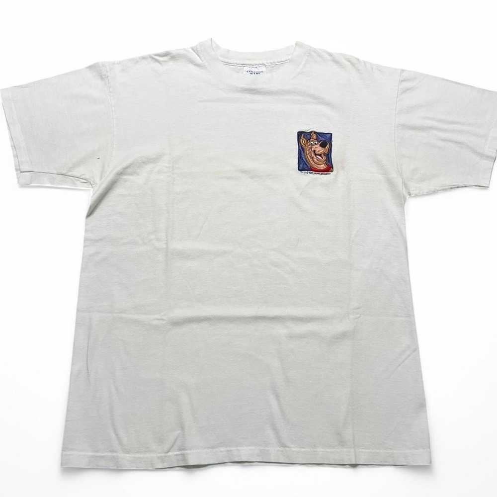 College Ware T-Shirt Mens Large White Scooby-Doo 1997 Vintage Embroidered USA